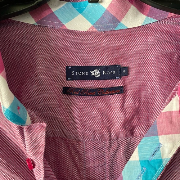 Stone Rose Red Rivet Collection Pink Long Sleeve Button Up with accent on back - Picture 2 of 6